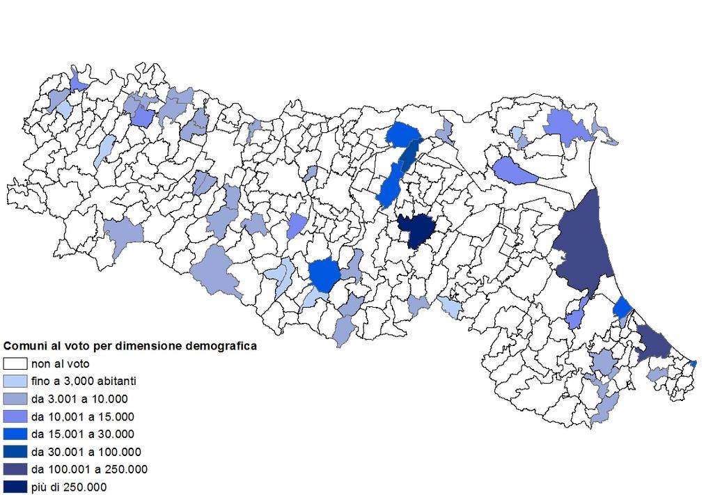 } 1. Il voto amministrativo 2016 1. Il voto amministrativo 2016 I comuni al voto Le elezioni amministrative del 5 Giugno 2016 hanno interessato una parte consistente dei comuni emiliano-romagnoli.