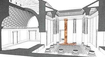 Studium Biblicum Franciscanum Jerusalem appeared. Their heights fit the classical Early Roman architectural canons: the Doric column is 11 modules: 380 cm; the Ionic column 19 modules: 475 cm.