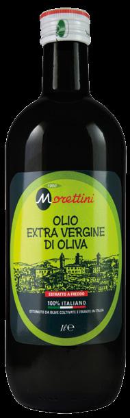 Olio extra vergine di oliva 100% italiano Morettini Morettini extra virgin olive oil L olio extra vergine di oliva Morettini è un olio regolarmente filtrato dopo la frangitura ed è ottenuto da una