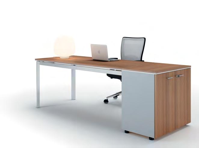 DESKS INTEGRATED WITH DESK-HEIGHT STORAGE UNITS CREATE continuous solutions between closed volumes and work