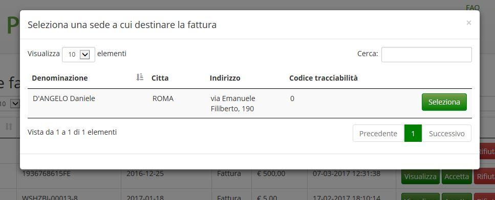 Le farmacie in forma societaria che hanno più sedi avranno la possibilità di smistare la fattura nella sede di competenza, potranno spostarle cliccando sul tasto Sposta nel pannello di