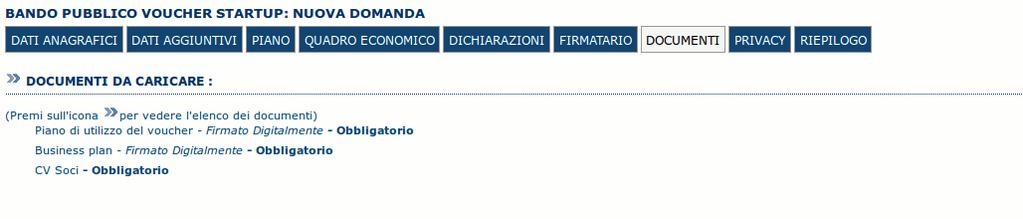 Nella sezione Documenti devono essere
