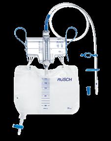 Sacche di raccolta 27 Sistemi di drenaggio urinario costituiti da urinometro e sacca di raccolta Sistemi chiusi per la misurazione della diuresi Rüsch Sterile, monouso, privo di lattice 67308-000000