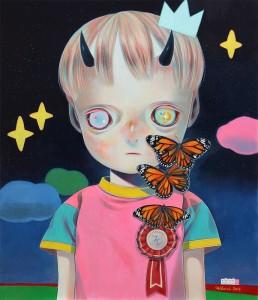 HIKARI SHIMODA, Children of this planet 24, 2014, Oil on cotton, mounted on board, 45,5cm x 53cm La Deodato Arte si colora della cultura Manga e delle Anime portando avanti la sua ricerca artistica