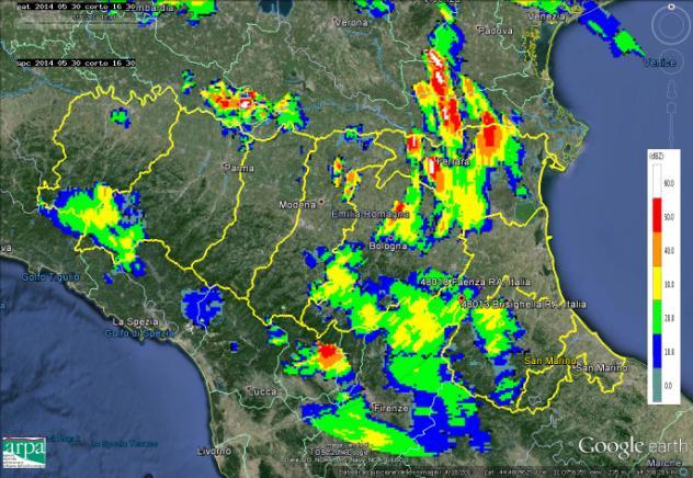 Intorno alle 19 UTC un sistema esteso proveniente da nord entra in Regione attraversando tutto il settore