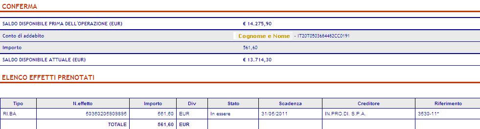 Nel caso in cui il conto corrente di regolamento presentasse una anomalia (es.