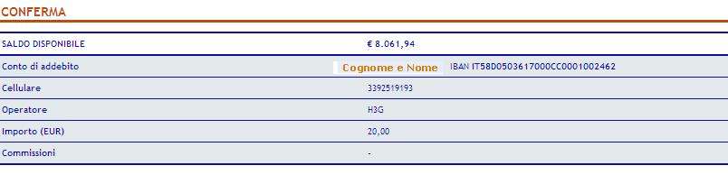 Per eventuali anomalie inerenti la conferma dell operazione si rimanda al paragrafo Anomalie su firma disposizioni. La presenza di anomalie sul conto corrente di regolamento (es.