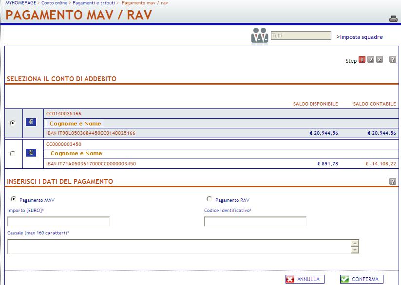 6.3. Pagamenti e tributi 6.3.1. Pagamento M.AV.