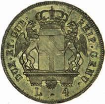 580 581 580 Da 4 Lire con data -1795- D/DUX ET GUB REIP GENU; Stemma coronato tra due grifoni;