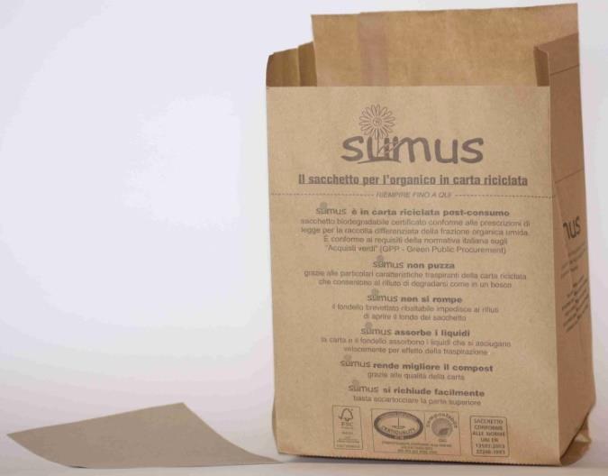 L azienda Raccolta organico I sacchi e i sacchetti Sumus per la raccolta dell organico sono certificati compostabili, garantiscono elevata resistenza ai liquidi, alle forature e alle rotture, nonché
