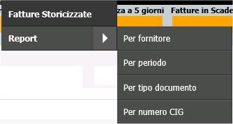 2.5 Report Sono disponibili alcuni report che riassumono la situazione delle fatture archiviate nel SIDI. Tali report sono disponibili dal menù Archivio Fatture alla voce Report.