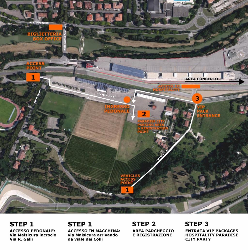 I Pacchetti "PARADISE CITY PARTY" acquistati on line sul sito TicketOne.it con ritiro sul luogo dell'evento potranno essere ritirati, solo il giorno del concerto, presso l area parcheggio riservata.