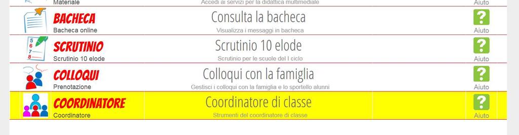 SEZIONE COORDINATORE (RICORDO