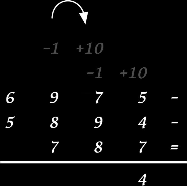 delle unità: 17-1=16; 16 meno il primo sottraendo (9): 16-9=7;