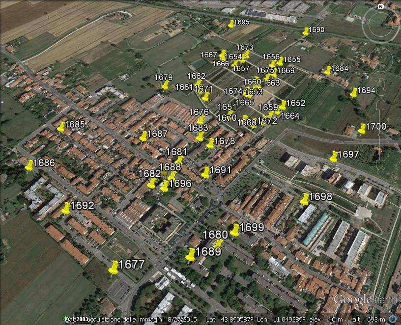 Disposizione delle trappole a feromoni nell area delimitata di Galciana (PO) Da tutta l attività svolta nell area di Galciana (PO) nell anno 2015 non sono emersi ulteriori ritrovamenti o sintomi