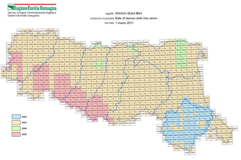 Ortofoto QuickBird utilizzate per la costruzione della carta