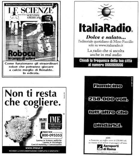 22 Robocup in campo gli automi ( 3 ) ( 1 ) ( 2 ) ( 4 ) 22 Which advertisement would you