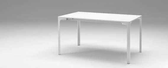 - Extandable table with metal frame. Metal or melamine top. - Table allongeable avec structure en acier. Plateau en acier ou mélaminé. - Ausziehbar Tisch mit Gestell aus Stahl.