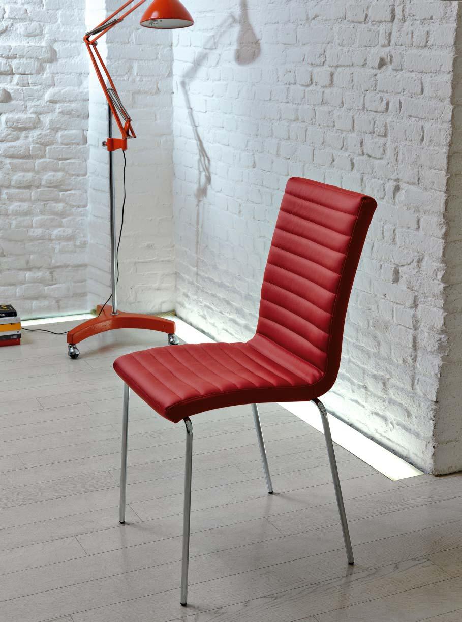 Krono design R&D KRONO Sedia acciaio C tessuto mirage 63N, 63R - Chair steel C fabric mirage 63N, 63R Krono Sedia con struttura in acciaio cromato o laccato. Scocca rivestita.