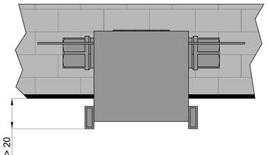 installazione Schema installazione corpo incasso con profondità di incasso standard (visto dall alto) Installation diagram for the built-in unit showing depth of standard recess (seen from above)