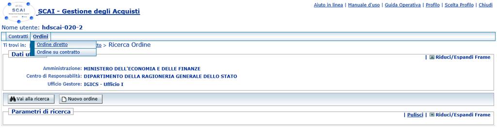 ORDINE DIRETTO Per accedere alla gestione di un ordine, selezionare nella