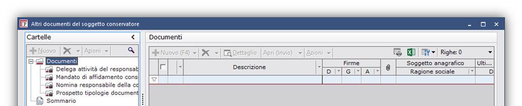 all'organizzazione, vengono messi a disposizione del soggetto conservatore tutti i documenti di cui necessita.