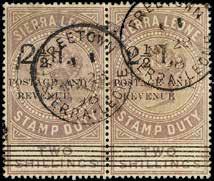 24/36) 100 sierra leone 4138 4138 L 1897 - Fiscali soprastampati 2 1/2 d./2 s. (Yv. n. 48) (SG n.