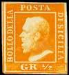 Raybaudi per il 20 gr. - Firme E.D., A.D., En.D. (Bol. n. 1A/7) 500 141 L 1859-1/2 gr. I tavola arancio carta di Palermo tre esemplari - Firma E.D. (Bol. n. 1A) (Sass.