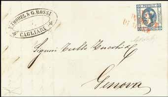 ocra arancio tutti tiratura di Londra in affrancatura "quadricolore" su frontespizio di lettera del 18 marzo 1865 da Brescia per Acquafredda - Non comune - Cert. Bottacchi (Bol. n.