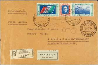 esaminare - Firma Fiorenzo Longhi e Raybaudi (Bol. n. 54) (Sass. n. 52D) 500 2153 A 1933 - Balbo - Trittici I-LONG su aerogramma del 5 giugno da Firenze per St.