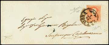 ii emissione - i tipo 17 A 1858-5 s. vermiglio su "valentina" del 19 aprile 1859 da Cremona per Casalmorano - Cert. Sorani (Bol. n. 8) (Sass. n. 25) 200 17 ii emissione - ii tipo 18 21 20 18 L 1858-3 s.