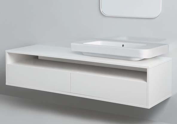 inset washbasin 90 TUL 290 on lacquered polished white shelf 170 ME 170 B with chrome towel-holder PUM 170 04.