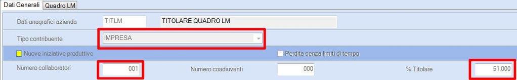 valore (2) - Commercianti o (3) - Artigiani: 3. Impresa Familiare Caricamento dati Quadro LM 22. Unico Persone Fisiche 01.