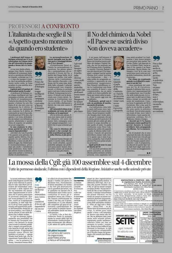 Pagina 3 Corriere di Bologna Cronaca La mossa della Cgil: già 100 assemblee sul 4 dicembre Tutte in permesso sindacale, l' ultima con i dipendenti della Regione.