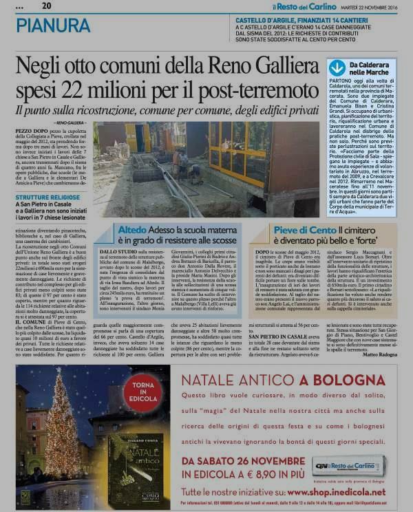 Pagina 20 Il Resto del Carlino (ed. Bologna) Da Calderara nelle Marche Politica locale PARTONO oggi alla volta di Caldarola, uno dei comuni terremotati nella provincia di Macerata.