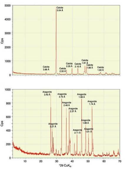 Diffrattometria a raggi X (XRD) analisi mineralogica esempio: CaCO 3 La calcite e l aragonite sono minerali con la stessa