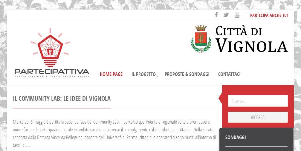 Il Comune di Vignola ha lanciato il programma PARTECIPATTIVA (www.partecipattiva.