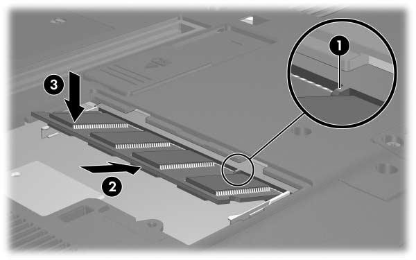 Moduli di memoria 9. Inserire il nuovo modulo di memoria: a. Allineare la scanalatura sul bo