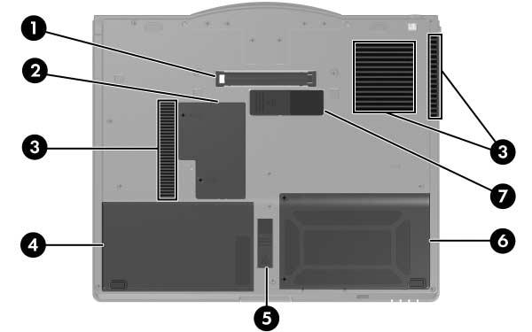 Identificazione dei componenti Componenti della parte inferiore Componente Descrizione 1 Connettore di aggancio Permette di collegare il Tablet PC ad un dispositivo di aggancio opzionale.