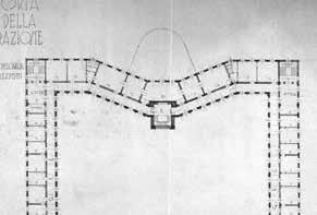 PERCOrSO MOSTRA Dall alto, piano regolatore di ampliamento di Littoria; prospettiva del salone Palazzo del Governo a Littoria; pianta del terzo piano Sede della Federazione P.N.
