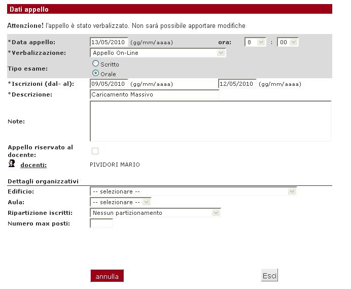 Figura 5: Appello riservato 5.4.