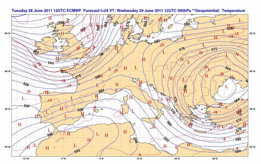 Transito di un fronte freddo e temporali sparsi nella notte tra il 29 e 30 giugno 2011 INTRODUZIONE Nella giornata del 29 giugno 2011 sopra L Europa centrale è transitato un fronte freddo, che nel