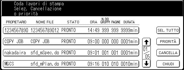 Coda lavori (Per DP-8060/8045/8035, DP-803/805, DP-3030/330) Premere il tasto Print (stampa)