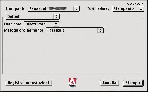 1 3 (Per DP-800P/800E, DP-190/180, UF-9000) 1. Fascicola Attiva/disattiva la funzione di fascicolazione.. Vassoio uscita Specifica il vassoio uscita.