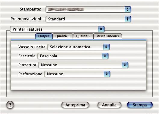 Menu Output (nel menu Caratteristiche stampante) Il menu Output viene utilizzato per configurare le impostazioni di output.