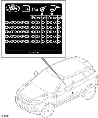 CONTROLLO DELLA PRESSIONE DEGLI PNEUMATICI Posizione dell etichetta informativa dei pneumatici La pressione degli pneumatici deve essere controllata a intervalli regolari, a freddo, utilizzando un