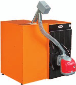 SFL / SUN P GeneratorE TERMICO A PELLET > PUNTI DI FORZA: - Generatore termico a basamento in ghisa, abbinato ad un bruciatore a pellet completo di coclea per il carico del combustibile - Massima