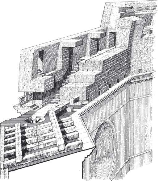 Figura 14. Ipotesi di localizzazione e disposizione della prima catena in pietra arenaria (in macigno secondo il memorandum) Fase 3.