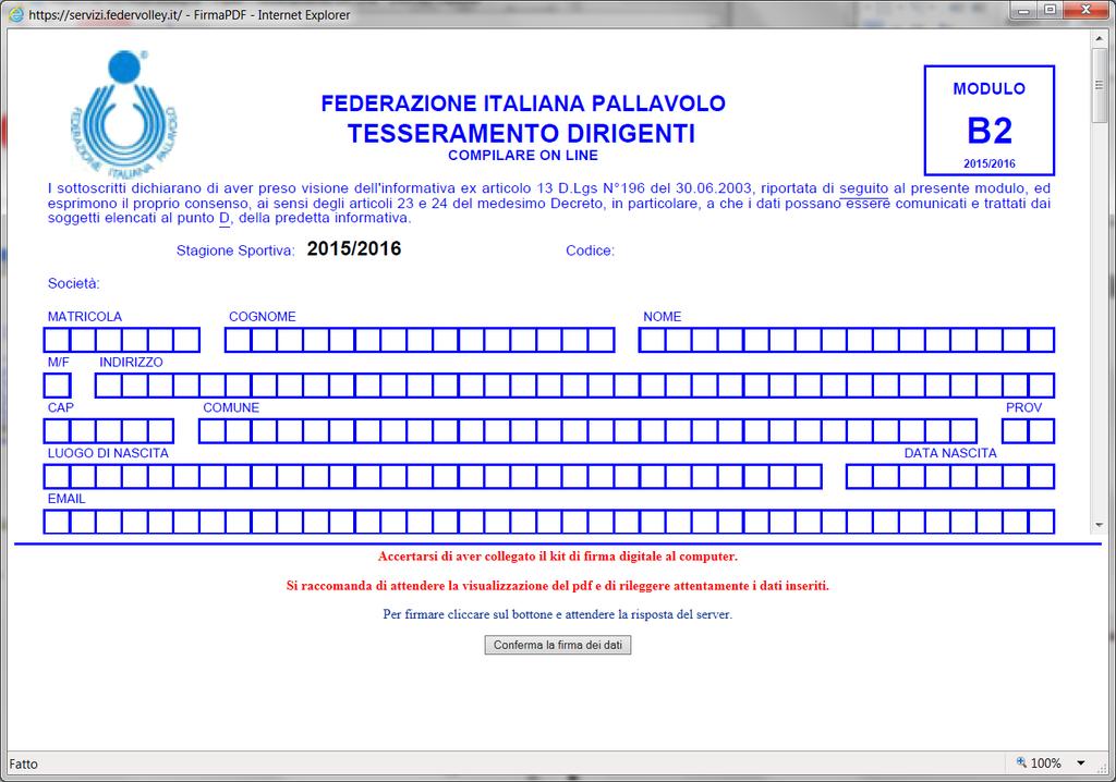 E visualizzare la seguente schermata: Dopo aver