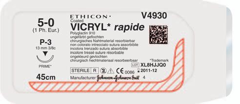 VICRYL Rapide Vicryl Rapide è la sutura intrecciata assorbibile a più rapida perdita di resistenza tensile.